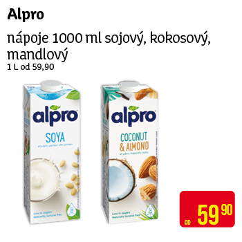 Alpro - nápoje 1000ml sojový, kokosový, mandlový