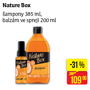 Nature Box - šampony 385ml, balzám ve spreji 200 ml, různé druhy
