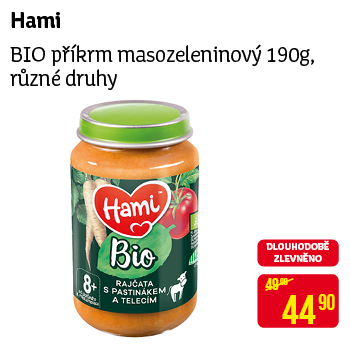 Hami - BIO příkrm masozeleninový 190g, různé druhy