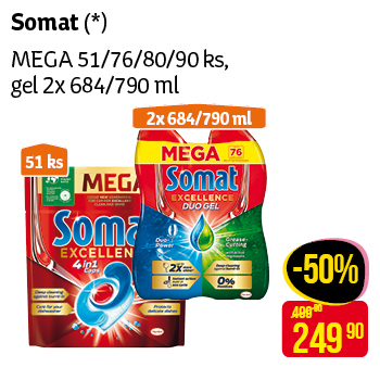 Somat - MEGA 51/76/80/90 ks, gel 2x 790/684 ml
