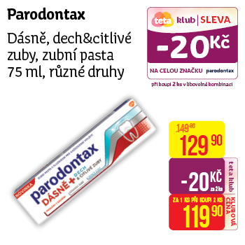 Parodontax - Dásně, dech&citlivé zubny, zubní pasta 75 ml, různé druhy