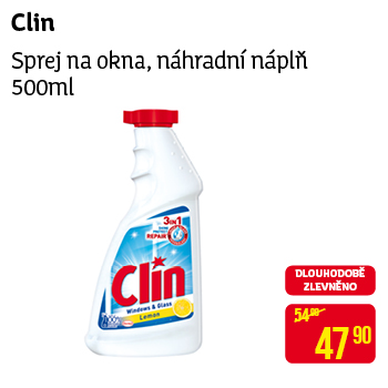 Clin - Sprej na okna, náhradní náplň 500ml