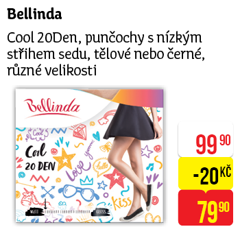Bellinda - Cool 20Den, punčochy s nízkým střihem sedu, tělové nebo černé, různé velikosti