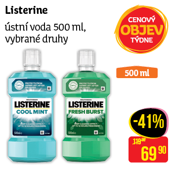 Listerine - ústní voda 500 ml, vybrané druhy