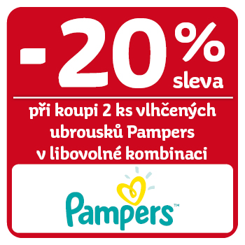 Využijte neklubové nabídky - sleva 20 % na vlhčené ubrousky Pampers při koupi 2 ks v libovolné kombinaci!
