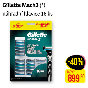 Gillette Mach3 - Náhradní hlavice 16ks