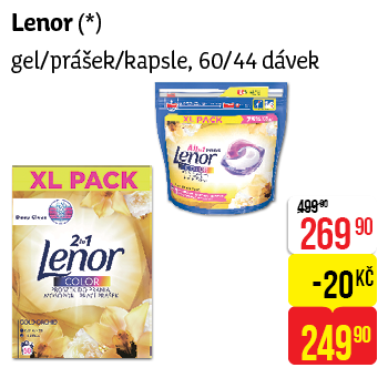 Lenor - gel/prášek/kapsle 60/44 dávek