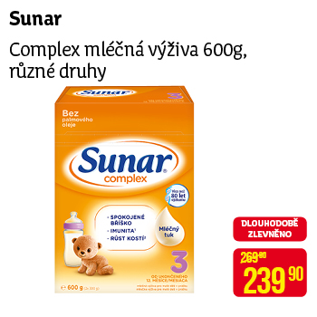 Sunar - Complex mléčná výživa 600g, různé druhy