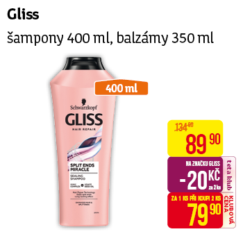Gliss - Šampony 400ml, balzámy 350ml