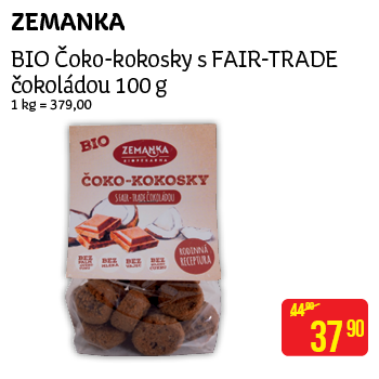 ZEMANKA - BIO čoko kokosky s FAIR-TRADE čokoládou 100 g