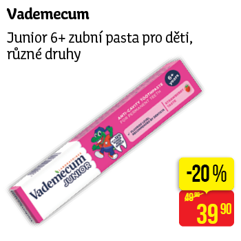 Vademecum - Junior 6+ zubní pasta pro děti, různé druhy