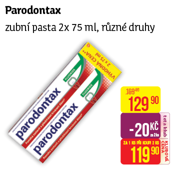 Parodontax - zubní pasta 2x 75 ml, různé druhy