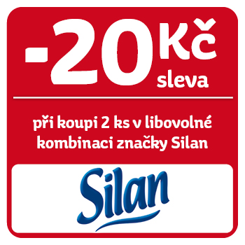 Využijte neklubové nabídky slevy 20 Kč při koupi 2 ks v libovolné kombinaci na značku Silan!
