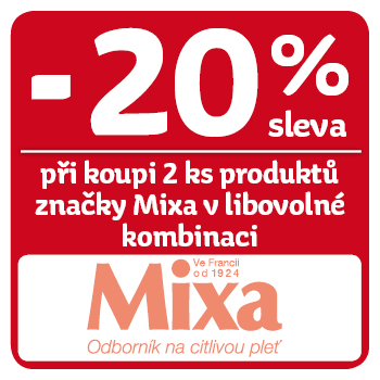 Využijte neklubové nabídky slevy 20 % na celou značku Mixa při koupi 2 ks v libovoné kombinaci!