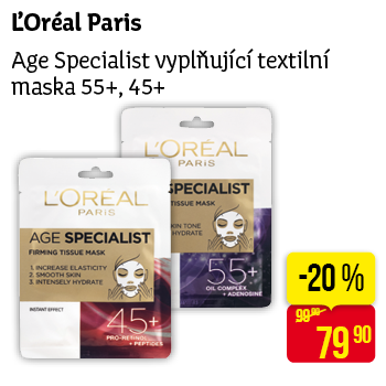 L'Oréal Paris - Age Specialist vyplňující textilní maska 55+, 45+