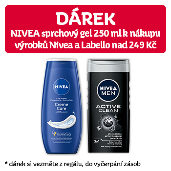 Využijte neklubové nabídky - DÁREK nivea sprchový gel 250 ml k nákupu výrobků Nivea a Labello nad 249 Kč!