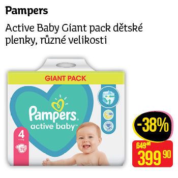 Pampers - Active Baby Giant pack dětské plenky, různé velikosti