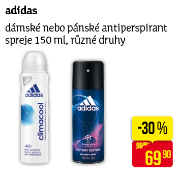 adidas - dámské nebo pánské antiperspirant spreje 150 ml, různé druhy