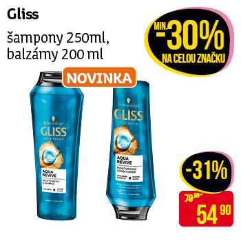 Gliss - šampony 250 ml, balzámy 200 ml