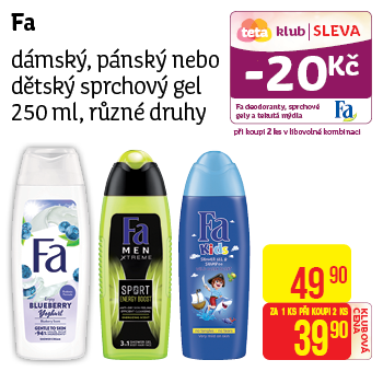 Fa - dámský, pánský nebo dětský sprchový gel 250 ml, různé druhy