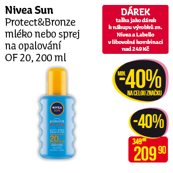 Nivea Sun - Protect&Bronze mléko nebo sprej na opalování OF 20, 200 ml