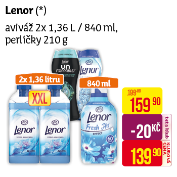 Lenor -  aviváž 2x 1,36 L/840 ml, perličky 210 g