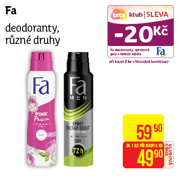 Fa - deodoranty, různé druhy