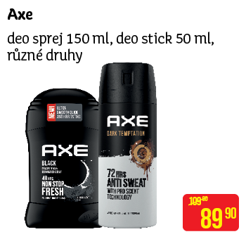 Axe - deo sprej 150 ml, deo stick 50 ml, různé druhy