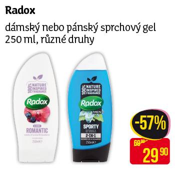 Radox - dámský nebo pánský sprchový gel 250 ml, různé druhy