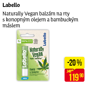 Labello - Naturally Vegan balzám na rty s konoplným olejem a bambuckým máslem
