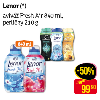 Lenor - aviváž Fresh Air 840 ml, perličky 210 g