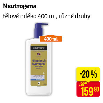 Neutrogena - tělové mléko 400ml, různé druhy