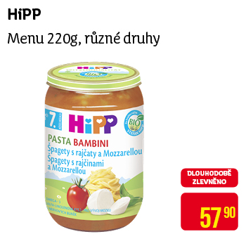 HiPP - Menu 220g, různé druhy