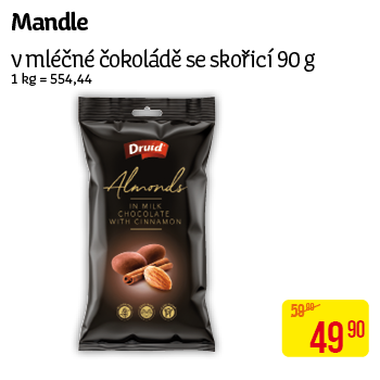 Druid - Mandle v mléčné čokoládě se skořicí 90g