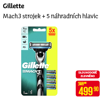 Gillette - Mach3 strojek + 5 náhradních hlavic