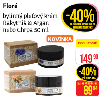 Floré - bylinný pleťový krém Rakytník & Argan nebo Chrpa 50 ml