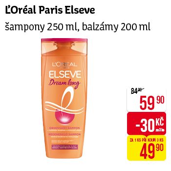 ĽOréal Paris Elseve - šampony 250 ml,balzámy 200 ml