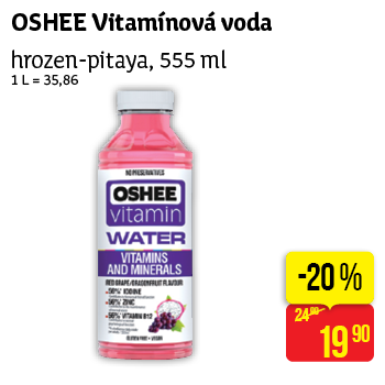 OSHEE Vitamínová voda - hrozen-pitaya, 555 ml