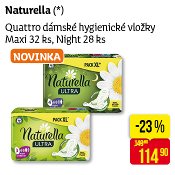 Naturella Quattro - dámské hygienické vložky Maxi 32 ks, Night 28 ks