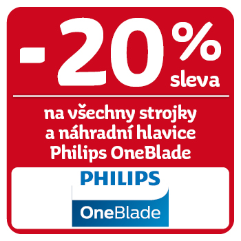 Využijte neklubové nabídky - sleva 20% na všechny strojky a náhradní hlavice Philips OneBlade!