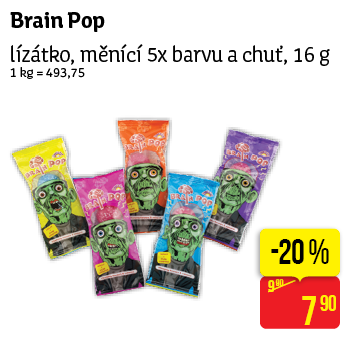 Brain Pop lízátko 16g mění barvu a chuť