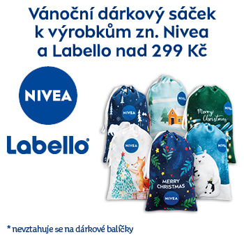 Využijte neklubové nabídky - DÁREK - vánoční dárkový sáček k nákupu Nivea a Labello nad 299 Kč!