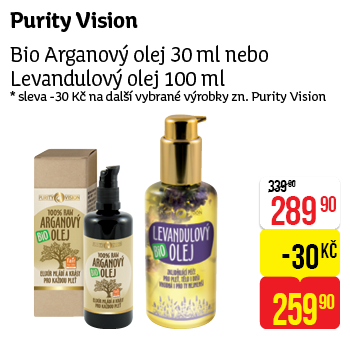 Purity Vision - Bio Arganový olej 30 ml nebo Levandulový olej 100 ml