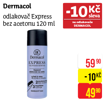 Dermacol - odlakovač Express bez acetonu 120 ml