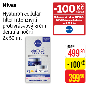 Nivea - Hyaluron cellular filler intenzivní protivráskový krém denní a noční 2x 50 ml