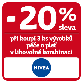 Využijte neklubové nabídky - sleva 20% na péči o pleť značky Nivea při koupi 3 ks v libovolné kombinaci!