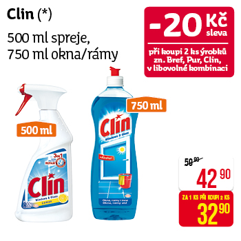 Clin - 500 ml spreje, 750 ml okna/rámy