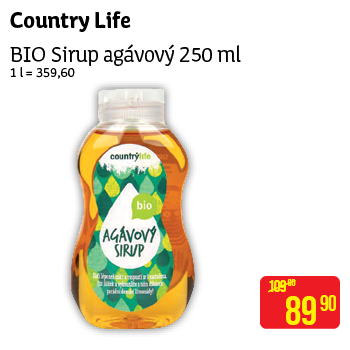 Country Life - BIO Sirup agávový 250 ml