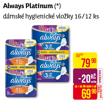 Always Platinum - Dámské hygienické vložky 16/12ks
