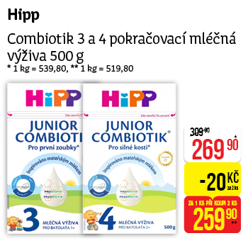 HiPP - mléko 500g, různé druhy
